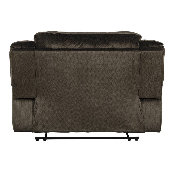 Fabric Upholstered Zero Wall Power Wide Recliner with Pull Tab, Brown