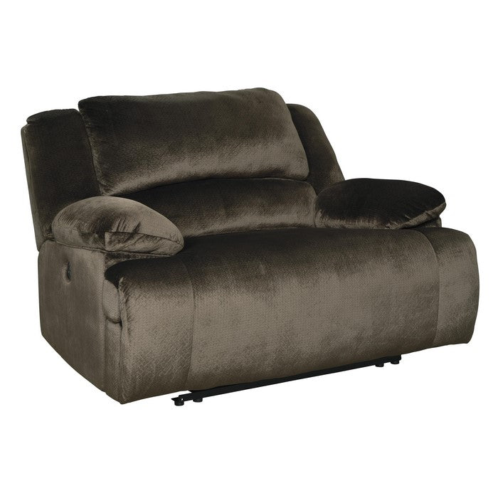 Fabric Upholstered Zero Wall Power Wide Recliner with Pull Tab, Brown