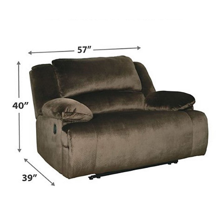 Fabric Upholstered Zero Wall Power Wide Recliner with Pull Tab, Brown