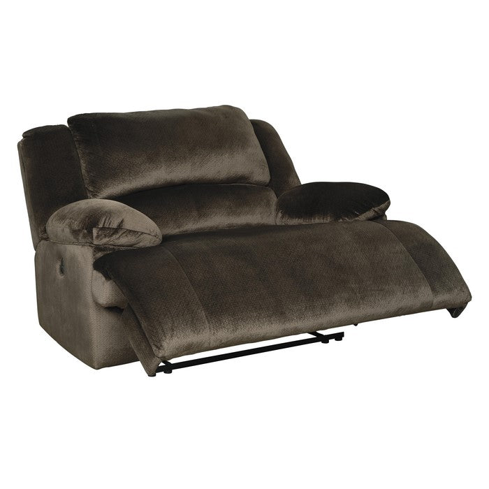 Fabric Upholstered Zero Wall Power Wide Recliner with Pull Tab, Brown