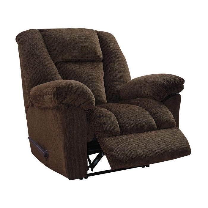 Fabric Upholstered Zero Wall Recliner with Lever Mechanism, Brown