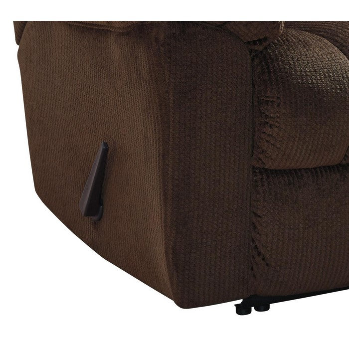 Fabric Upholstered Zero Wall Recliner with Lever Mechanism, Brown