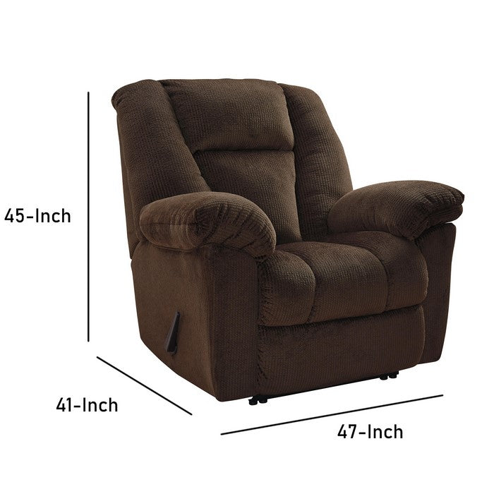 Fabric Upholstered Zero Wall Recliner with Lever Mechanism, Brown