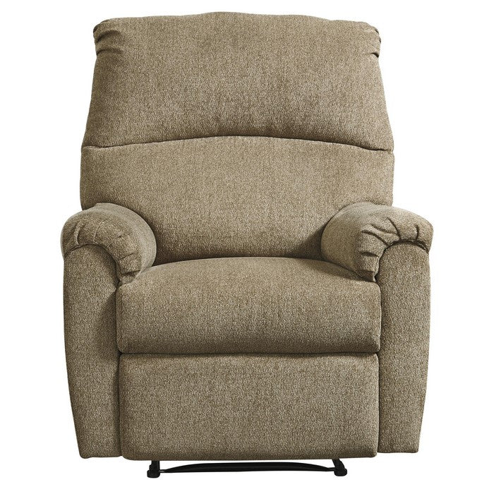 Fabric Upholstered Zero Wall Recliner with Pillow Top Armrests, Beige