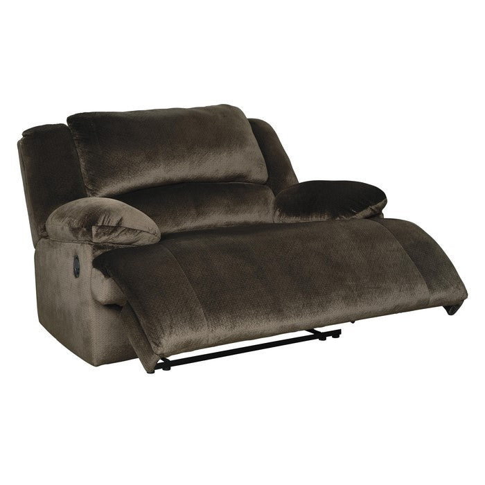 Fabric Upholstered Zero Wall Wide Seat Recliner with Pull Tab, Brown