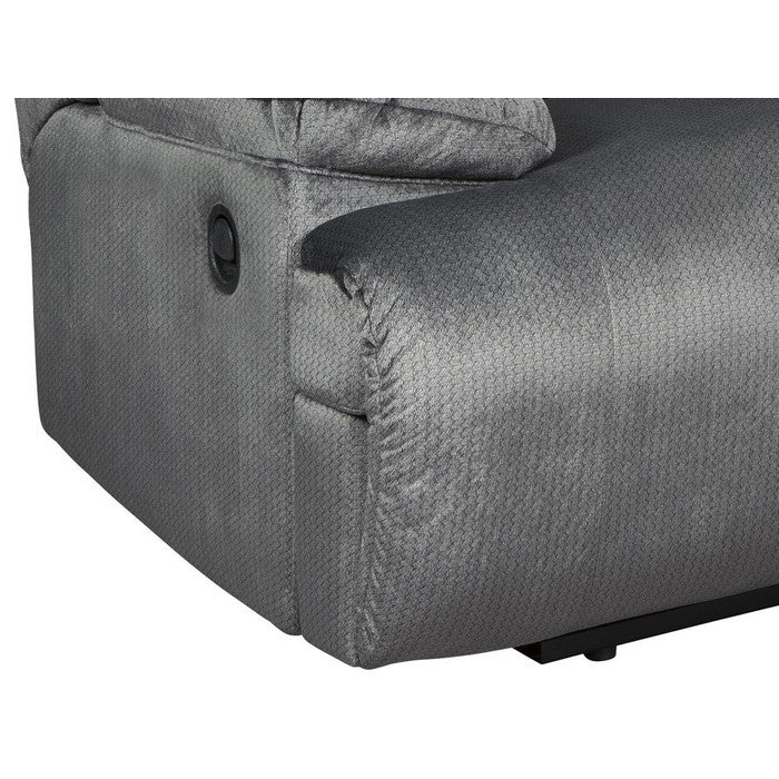 Fabric Upholstered Zero Wall Wide Seat Recliner with Pull Tab, Silver