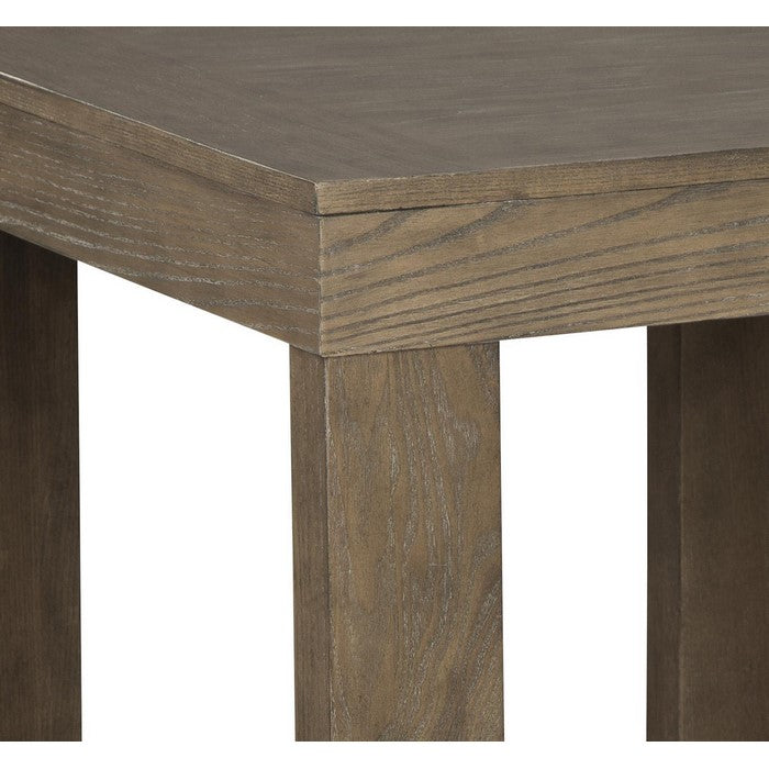 Grained Wooden Frame End Table with Trestle Base, Taupe Brown