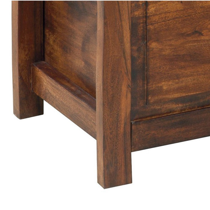 Hinged Seat Storage Wooden Bench with X Braces, Brown