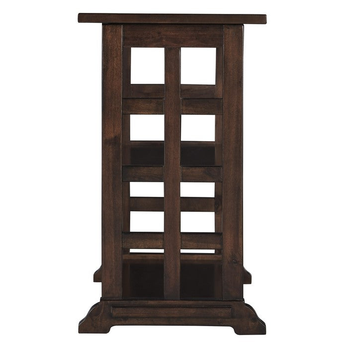 Lattice Design Chair Side End Table with 2 Open Shelves, Brown