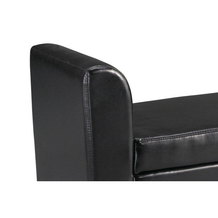 Leatherette Padded Storage Bench with Curved Arms and Saber Legs, Black