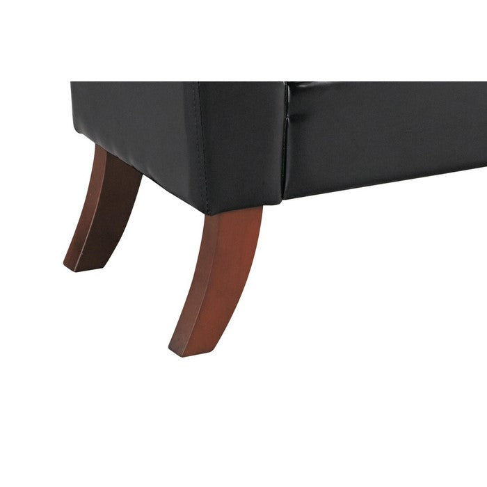 Leatherette Padded Storage Bench with Curved Arms and Saber Legs, Black