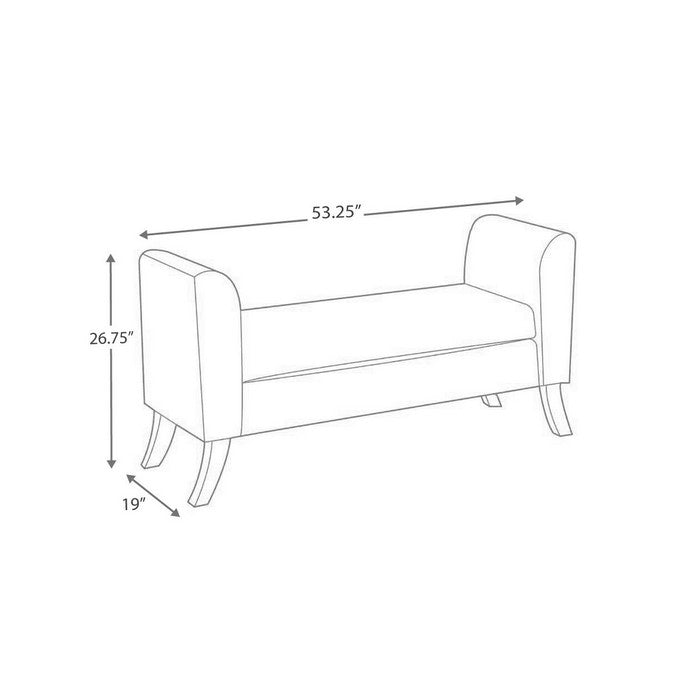 Leatherette Padded Storage Bench with Curved Arms and Saber Legs, Black