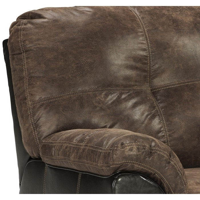 Leatherette Rocker Recliner with Channel Stitching, Brown and Black