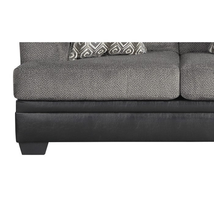 Leatherette Upholstered Frame with Fabric Padded Seat, Gray and Black