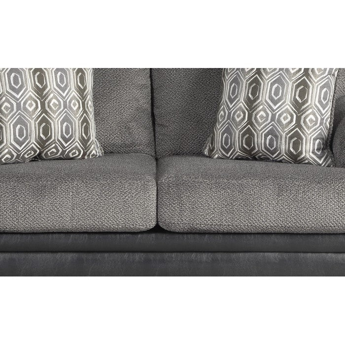 Leatherette Upholstered Frame with Fabric Padded Seat, Gray and Black