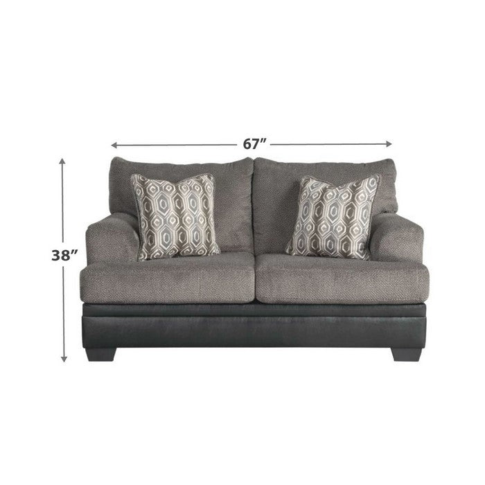 Leatherette Upholstered Frame with Fabric Padded Seat, Gray and Black