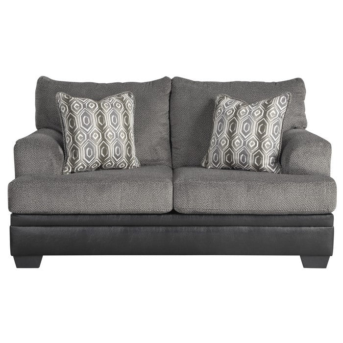Leatherette Upholstered Frame with Fabric Padded Seat, Gray and Black