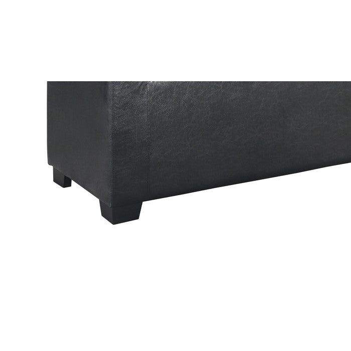 Leatherette Upholstered Storage Bench with Button Tufted Details, Black