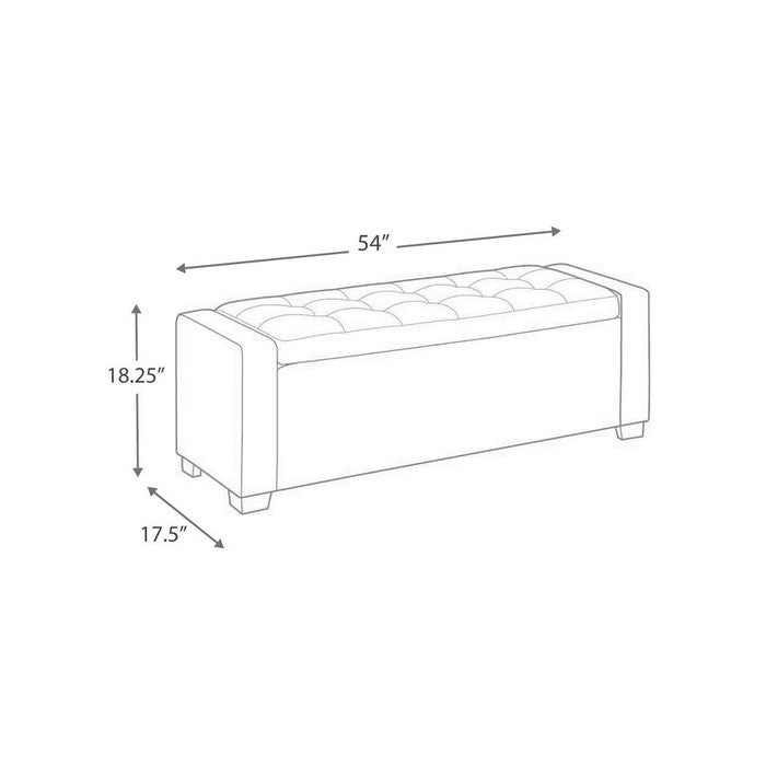 Leatherette Upholstered Storage Bench with Button Tufted Details, Black