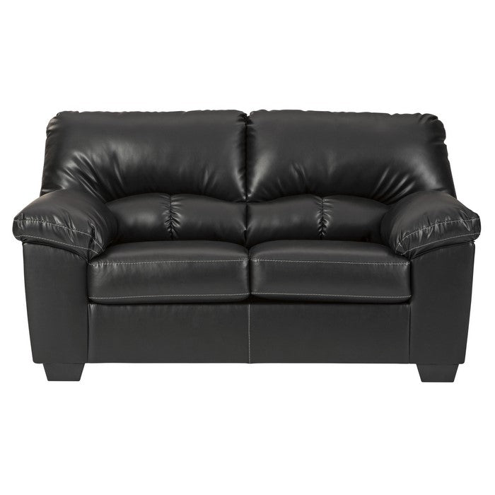 Leatherette Upholstered Wooden Loveseat with Tufted Back, Black