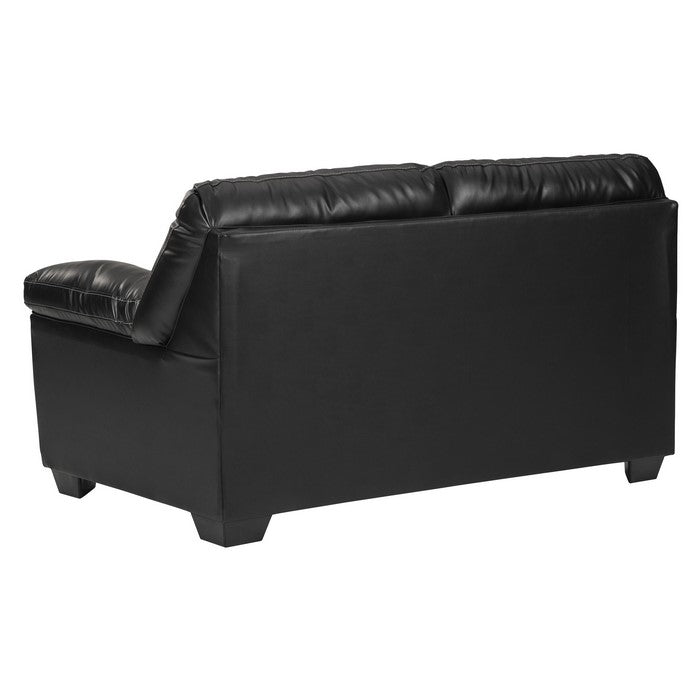 Leatherette Upholstered Wooden Loveseat with Tufted Back, Black