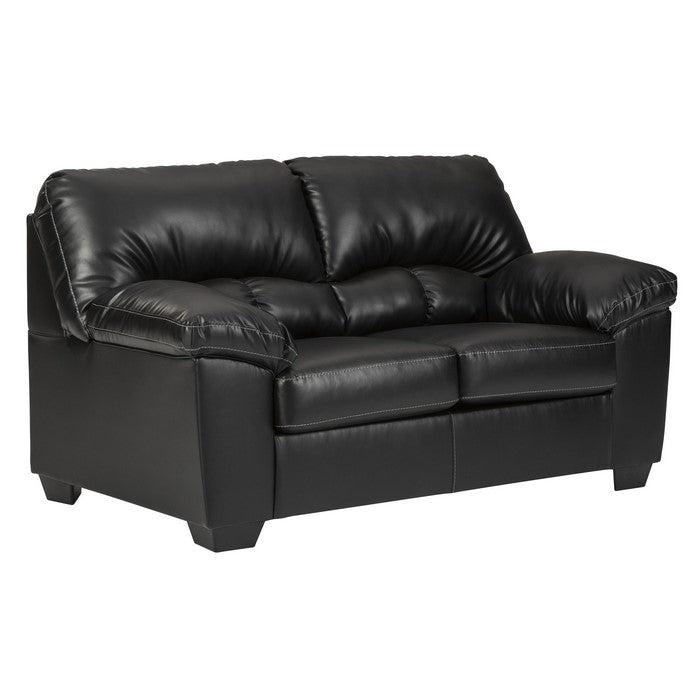 Leatherette Upholstered Wooden Loveseat with Tufted Back, Black