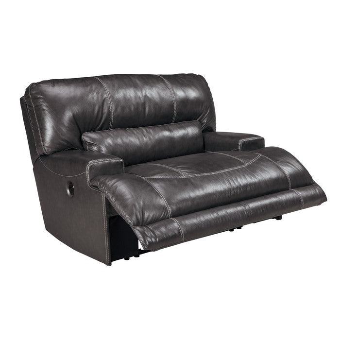 Leatherette Wide Seat Power Recliner with Adjustable Positions, Dark Gray