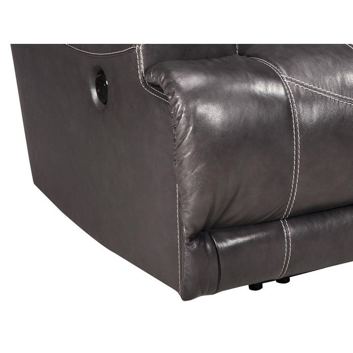 Leatherette Wide Seat Power Recliner with Adjustable Positions, Dark Gray