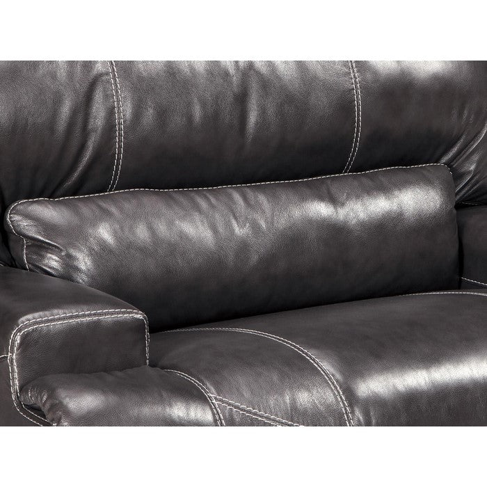 Leatherette Wide Seat Power Recliner with Adjustable Positions, Dark Gray