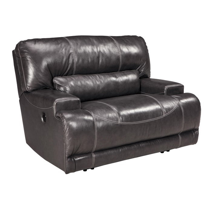 Leatherette Wide Seat Power Recliner with Adjustable Positions, Dark Gray