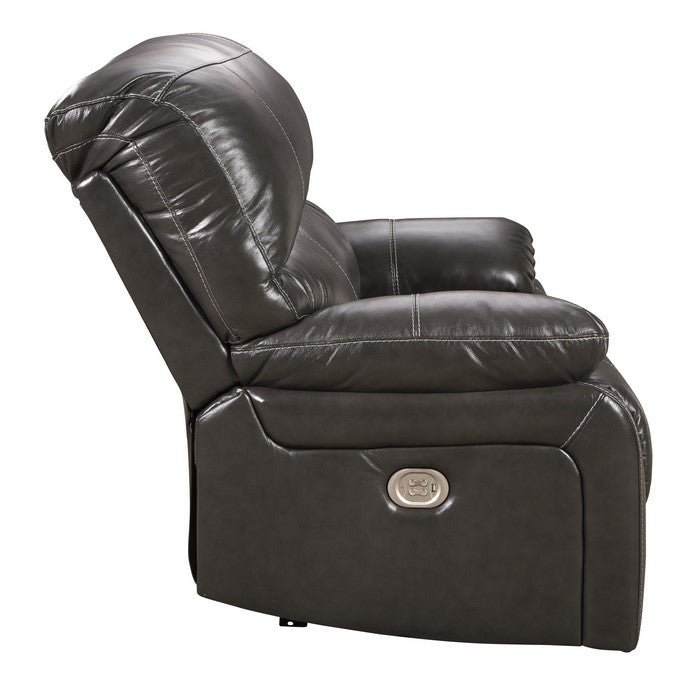 Leatherette Wide Zero Wall Power Recliner with Pillow Arms, Dark Gray