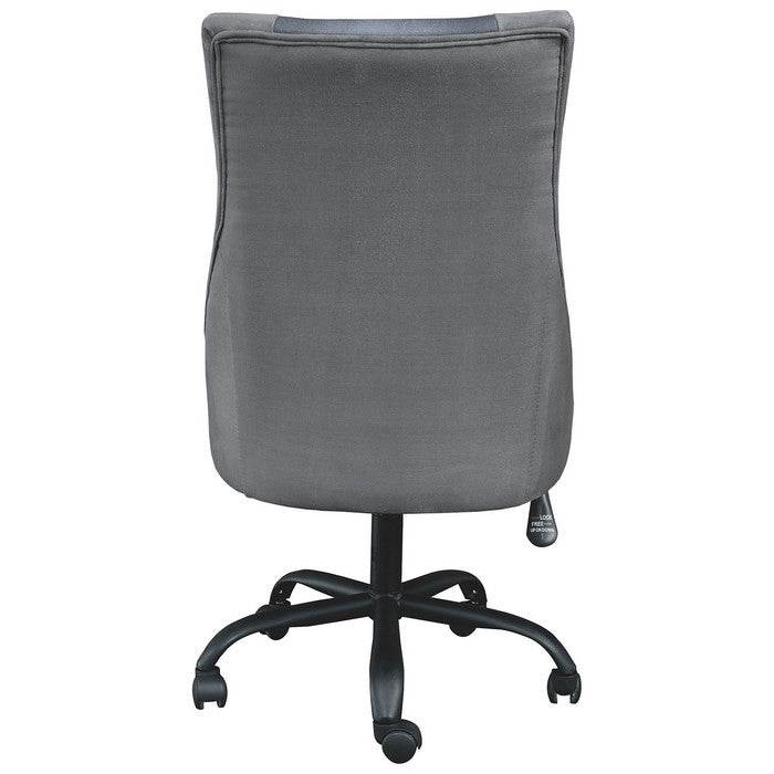 Leatherette Wooden Frame Swivel Gaming Chair, Gray and Black