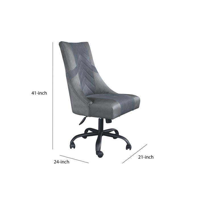 Leatherette Wooden Frame Swivel Gaming Chair, Gray and Black