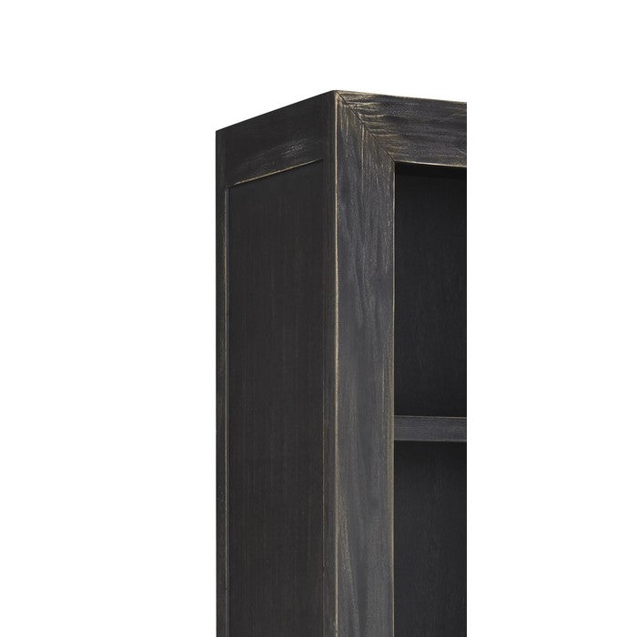 Left Pier with 3 Open Compartments and 1 Glass Panel Door, Antique Black