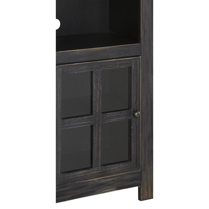 Left Pier with 3 Open Compartments and 1 Glass Panel Door, Antique Black