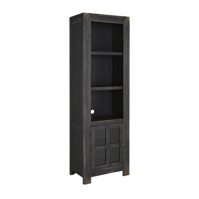 Left Pier with 3 Open Compartments and 1 Glass Panel Door, Antique Black