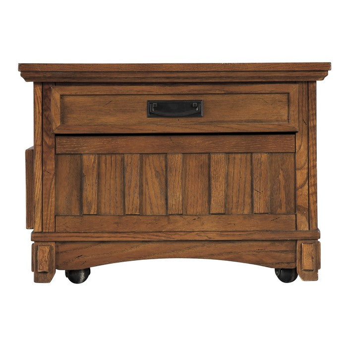 Mission Style Wooden Lift Top Cocktail Table with 4 Drawers, Brown