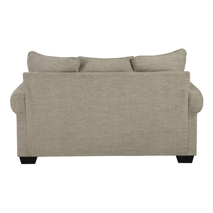 Nailhead Trim Fabric Upholstered Loveseat with Rolled Arms, Beige
