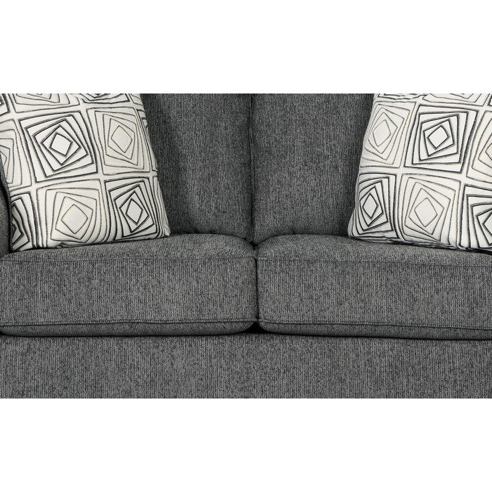 Nailhead Trim Fabric Upholstered Loveseat with Rolled Arms, Gray