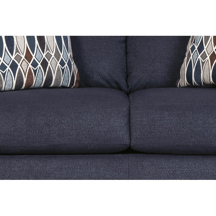 Nailhead Trim Fabric Upholstered Loveseat with Sloped Arms, Blue