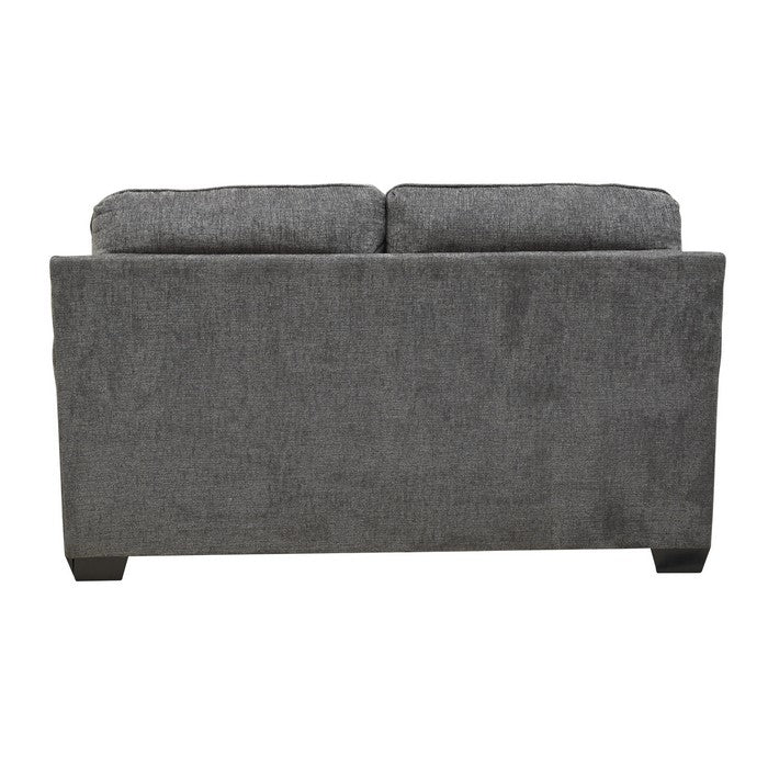Nailhead Trim Fabric Upholstered Loveseat with T Cushioned Seat, Gray