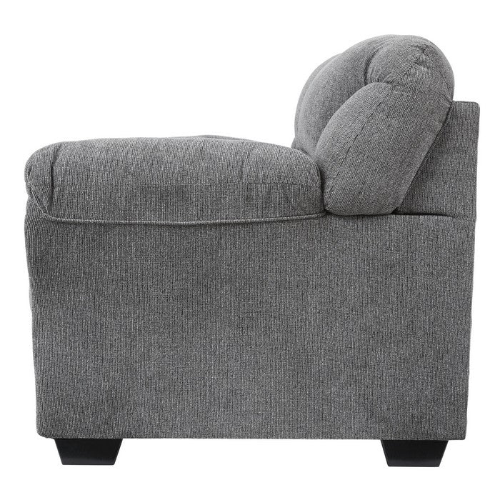 Nailhead Trim Fabric Upholstered Loveseat with Tufted Back, Light Gray