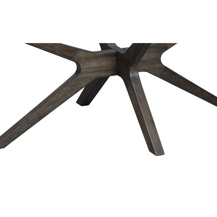 Oval Glass Top Cocktail Table with Wooden Boomerang Base, Brown and Clear