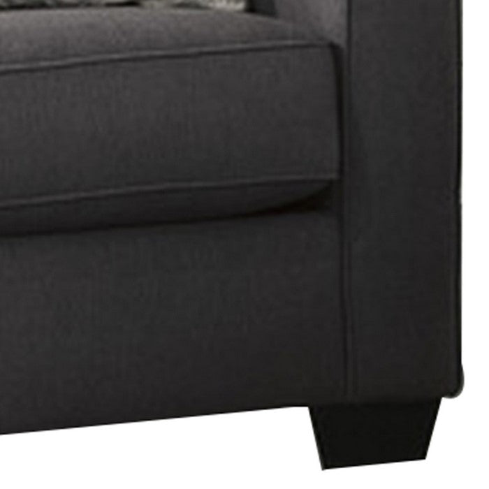 Queen Sofa Sleeper with 2 Accent Pillows and Tapered Block Feet, Dark Gray