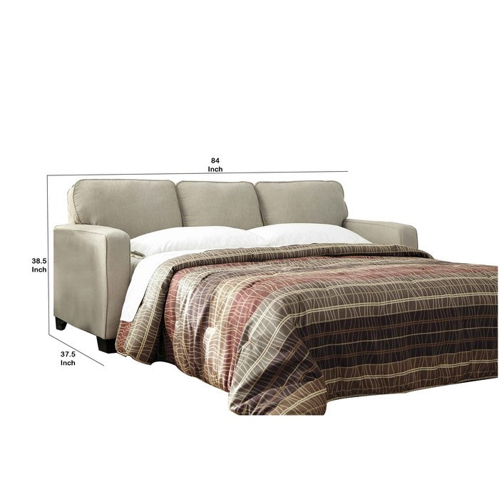 Queen Sofa Sleeper with 2 Accent Pillows and Tapered Block Feet, Gray