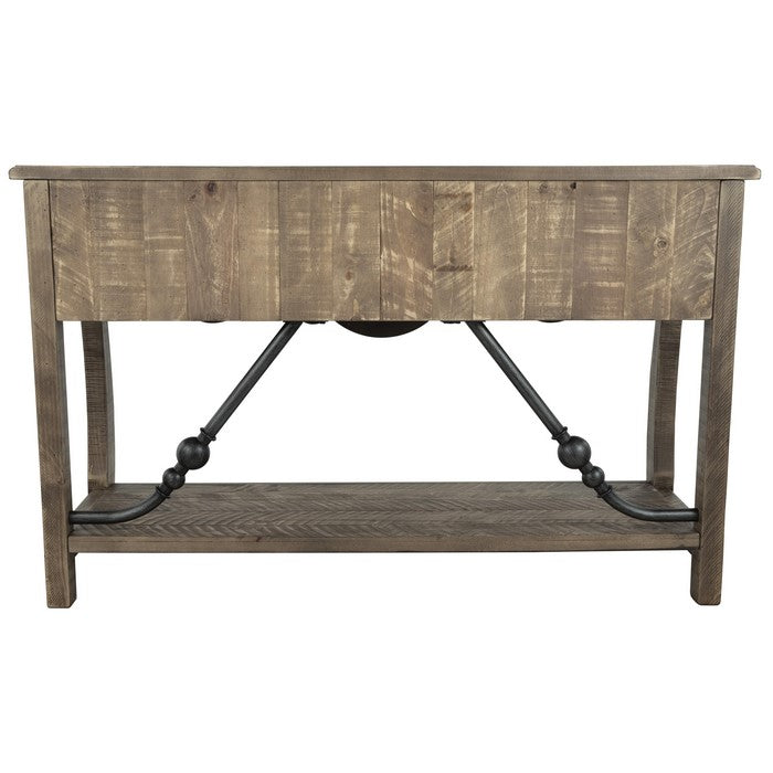 Reclaimed Wooden Frame Sofa Table with 2 Drawers and Open Shelf, Oak Brown