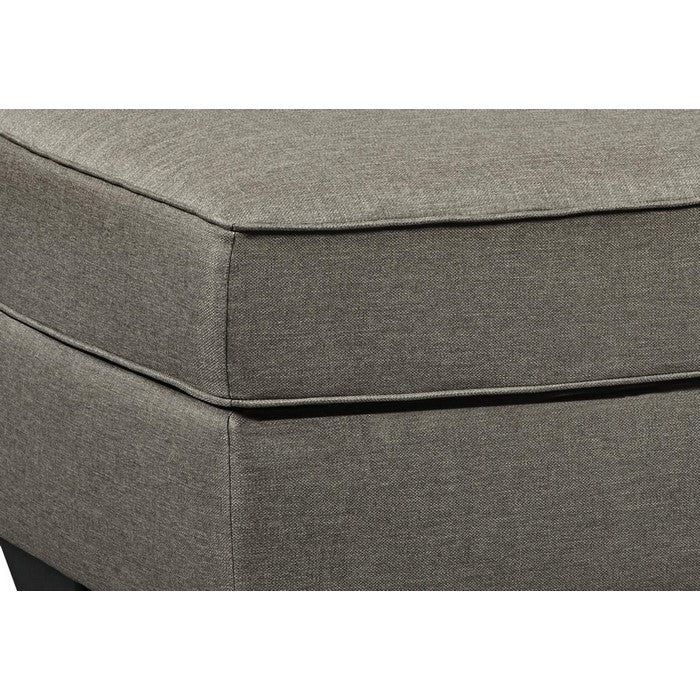 Rectangular Fabric Upholstered Ottoman with Tapered Block Legs, Gray