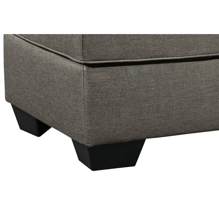 Rectangular Fabric Upholstered Ottoman with Tapered Block Legs, Gray