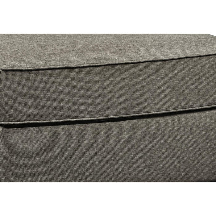 Rectangular Fabric Upholstered Ottoman with Tapered Block Legs, Gray