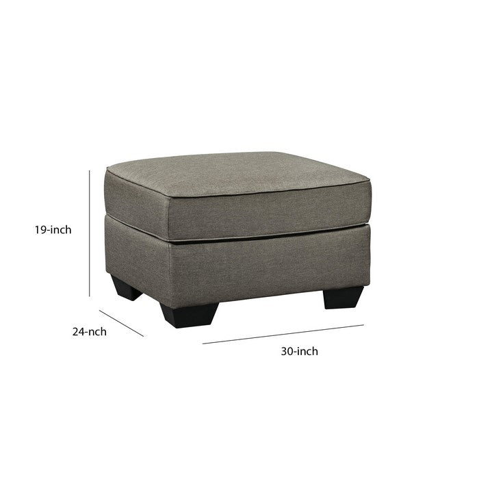 Rectangular Fabric Upholstered Ottoman with Tapered Block Legs, Gray